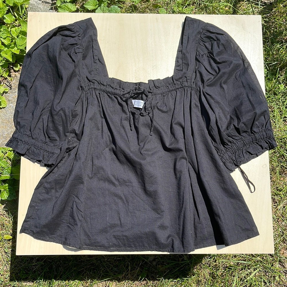 & Other Stories Black Puff Sleeve Top